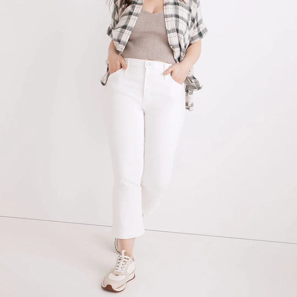 Madewell Cali Demi boot cut jeans pure white stretch
